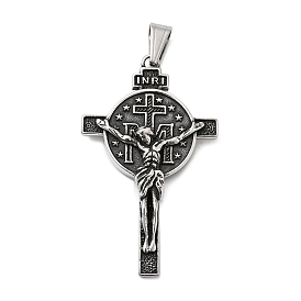 304 из нержавеющей стали большие кулоны, плоский круг и распятие, без свинца, без кадмии и без никеля