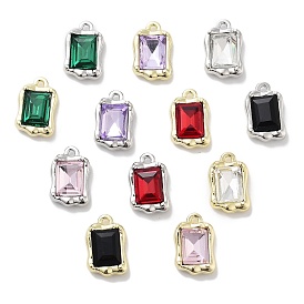 Rack Plating Alloy Rhinestone Charms, Lead Free & Cadmium Free & Nickel Free, Rectangle