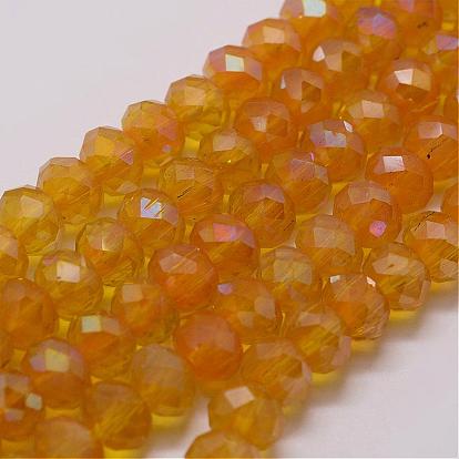 Electroplate Glass Bead Strands, Rondelle, Faceted
