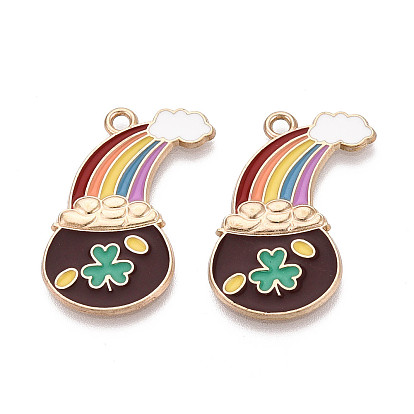 Подвески из сплава с эмалью ко Дню Святого Патрика, радуга с подвесками в виде баночек, золотые, без кадмия, без никеля и без свинца