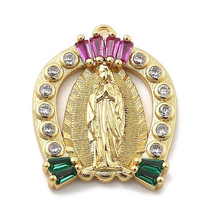 Латунные микро проложить кубического циркония подвески, прелести девы марии, без свинца и без кадмия, долговечный