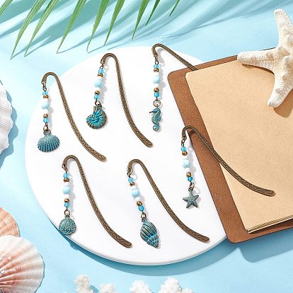 Закладка из цинкового сплава, подвеска из океанического сплава, натуральный хаулит и стеклянные бусины-закладки, разнообразные