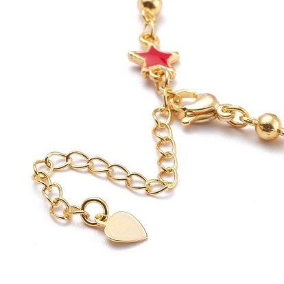 Fábrica de China Collar de cadena de eslabones de esmalte de estrella para niña mujer, collares de esmalte de aleación bañados en oro real 18 17.72 (45 cm) a granel