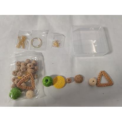 Набор для изготовления плетеных сережек своими руками, включая тростниковые / ротанговые и бумажные соединительные кольца и бусины, 304 фурнитура для серег из нержавеющей стали и железа