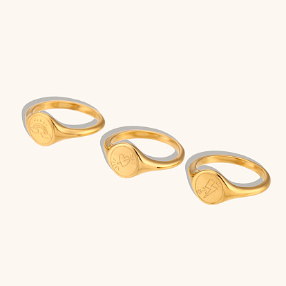 Stainless Steel Heart-shaped Mama Ring with 18K Gold Plating