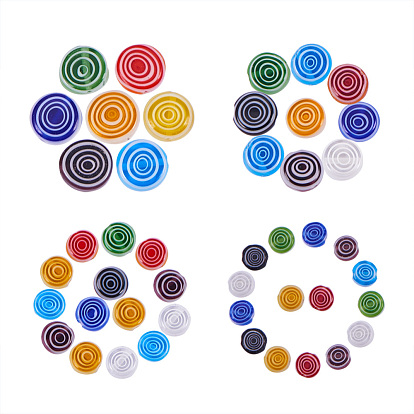Handmade Millefiori Glass Beads, Flat Round