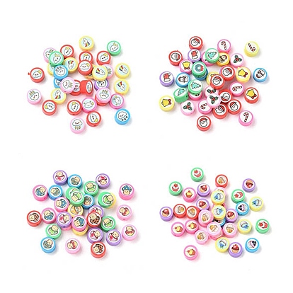 Печатные бусины из полимерной глины ручной работы, плоско-круглые