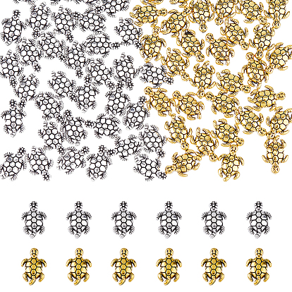 100 шт 2 цвета бусины из сплава тибетского стиля, черепаха