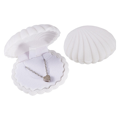 Shell Shaped Velvet Jewelry Storage Boxes, Jewelry Gift Case for Earrings Pendants Rings
