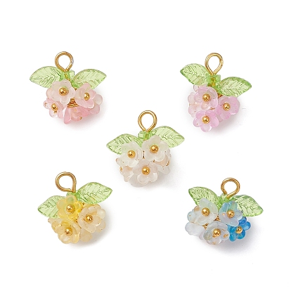 Прозрачные акриловые подвески, цветок, с латунной и железной петлей