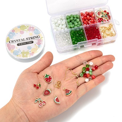 DIY Jewelry Making Kits, Including 6 Colors Glass Beads, 6 Style Alloy Enamel Pendants, 304 Stainless Steel Earrings Hooks & Jump Rings, Elastic Crystal Thread