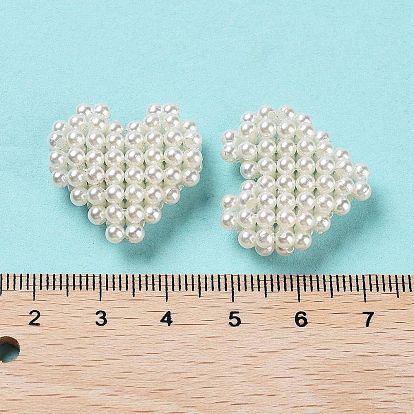 Plastic Imitation Pearl Woven Beads, Heart