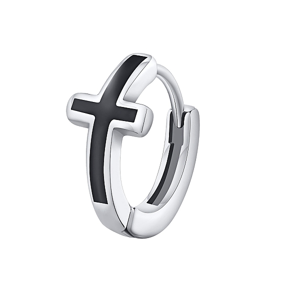 Мужская серьга-обруч в форме креста из нержавеющей стали, религия