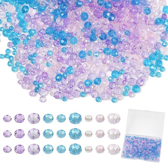 1110шт. наборы стеклянных бусин для гальванического покрытия, граненые, рондель