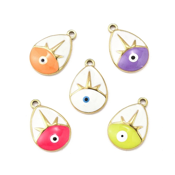 304 подвески из нержавеющей стали, с эмалью, слезинка с заклинанием сглаза, ионное покрытие (ip), золотые