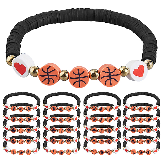 24шт. полимерная глина бусины хейши растягивающиеся браслеты, баскетбол
