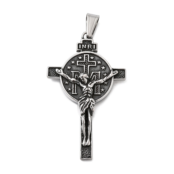 304 из нержавеющей стали большие кулоны, плоский круг и распятие, без свинца, без кадмии и без никеля