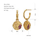 304 Stainless Steel Micro Pave Cubic Zirconia Stud Dangle Earrings, Flat Round with Human, Half Hoop Earrings