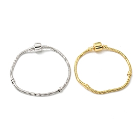 2.5MM Brass European Style Round Snake Chain Bracelets for Jewelry Making, with Clasps