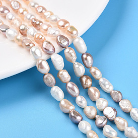 Нити из натурального культивированного пресноводного жемчуга, двух сторон полированной