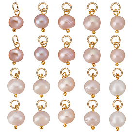 20шт. натуральный культивированный пресноводный жемчуг, двухсторонние полированные подвески, с выводами из латуни и 304 перемычками из нержавеющей стали., золотые
