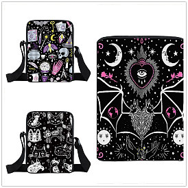 Nylon Crossbody Bags, Gothic Style Messenger Bag for Wiccan Lovers