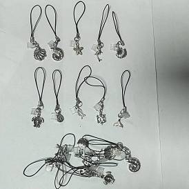 20pcs 10 sangles mobiles en alliage de style, avec bouchons anti-poussière mobiles en plastique