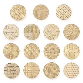 Texture Theme Roung Brass Stamp Head, for Wax Seal Stamp, Wedding Invitations Making, Golden