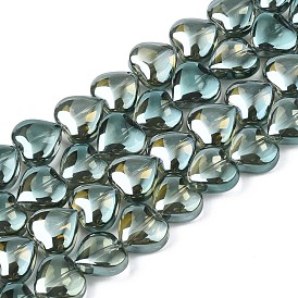 Electroplate Glass Beads Strands, Pearl Luster Plated, Heart