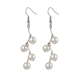 Round Imitation Pearl Acrylic Dangle Earrings, Iron Earrings for Women