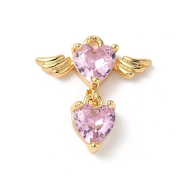 Латунные микро проложить кубического циркония подвески, сердце с крыльями, без никеля 