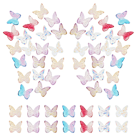 140Pcs 7 Colors Transparent Glass Cabochons, 3D Butterfly Shape