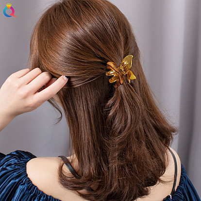 Butterfly-shaped Hair Claw for Girls, Elegant Bun Maker with Beads and Rhinestones