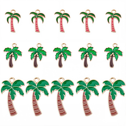 30 шт 3 стили подвески из сплава эмали, очарование кокосового дерева, золотой свет