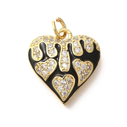 Кулоны с эмалью из латуни с прозрачным кубическим цирконием, сердце прелести, с целью перехода в кольце