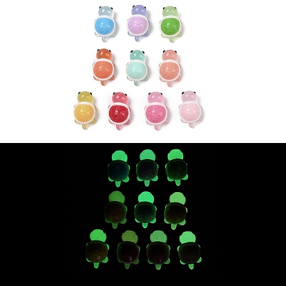 Cabujones decodificados de resina opaca luminosa, tortuga que brilla en la oscuridad