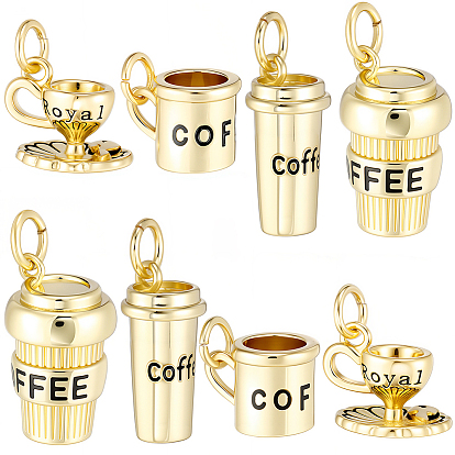 8 шт 4 стили латунные эмалевые подвески, без кадмия и без свинца, с прыжковых колец, долговечный, очарование кофейной чашки