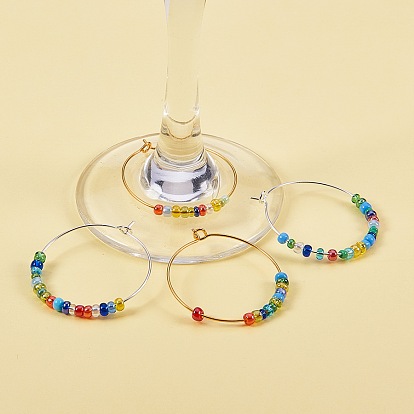 316 Surgical Stainless Steel Wine Glass Charms Rings, Hoop Earring Findings, DIY Material for Basketball Wives Hoop Earrings