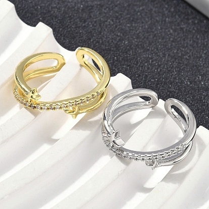 Латунные микро проложить манжеты кольца кубического циркония, без кадмия, без никеля и без свинца, звезда