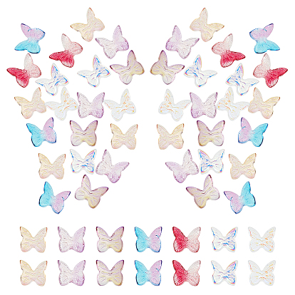 140Pcs 7 Colors Transparent Glass Cabochons, 3D Butterfly Shape