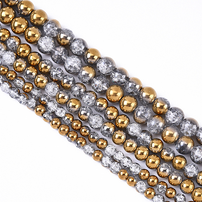 3 нити 3 стили гальванизированные стеклянные бусины с эффектом кракле нити, с половиным покрытием, круглые