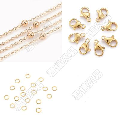 DIY Chain Bracelet Necklace Making Kits, Including Brass Satellite Chain & Jump Rings, 304 Stainless Steel Clasps
