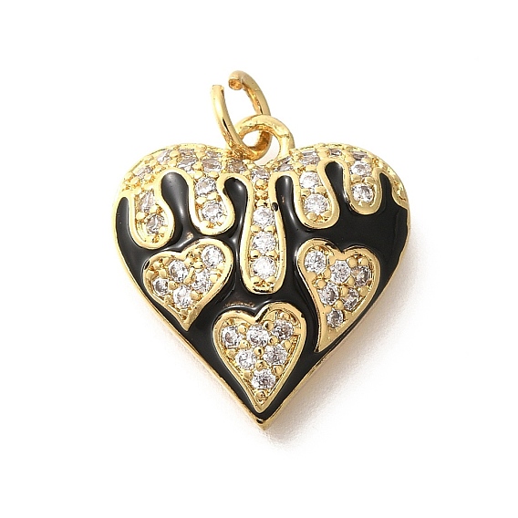 Кулоны с эмалью из латуни с прозрачным кубическим цирконием, сердце прелести, с целью перехода в кольце