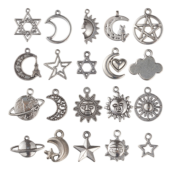 Universe Series, Tibetan Style Alloy Pendants, Mixed Shapes