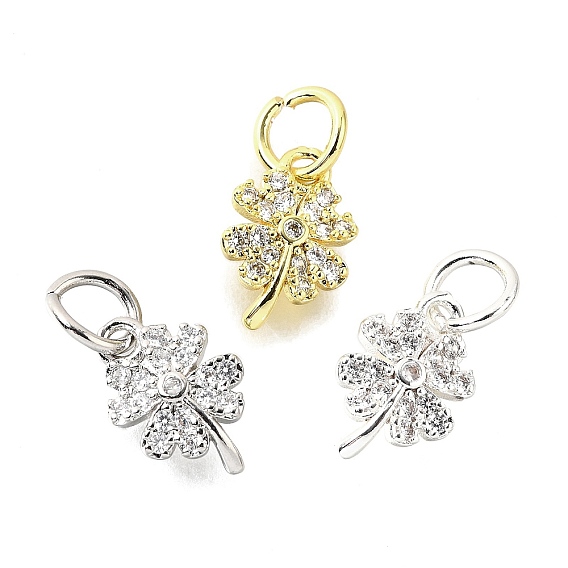 Подвески из прозрачного кубического циркония с микропаве из латуни клевер, стойки покрытие, долговечный, без свинца и без кадмия