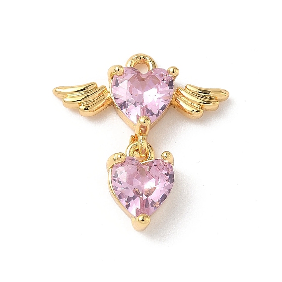 Латунные микро проложить кубического циркония подвески, сердце с крыльями, без никеля 