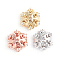 6-Petal Brass Micro Pave Clear Cubic Zirconia Fancy Bead Caps, Flower