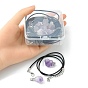 DIY Necklace Making Kit, Including Raw Rough Natural Amethyst Pendants, Waxed Cotton Cord Necklace Making