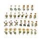 30Pcs 10 Styles Waterproof Self Adhesive PET Stickers, for Suitcase, Skateboard, Refrigerator, Helmet, Mobile Phone Shell, Orange