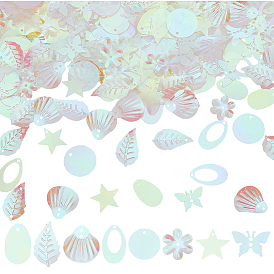 80g 8 стиль звезда/лист/бабочка радужные переливающиеся пайетки/блестки из ПВХ бусины и звенья и подвески